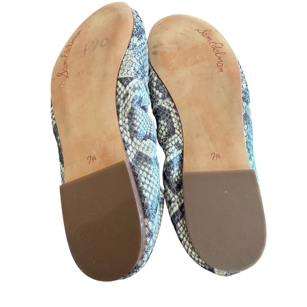 Sam Edelman Felicia Ballet Roccia Snake Print Gray Cream Size 7.5 Classic - Picture 8 of 9